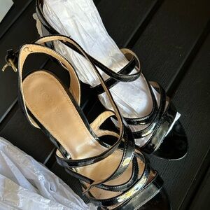 J crew patent wedge sandals